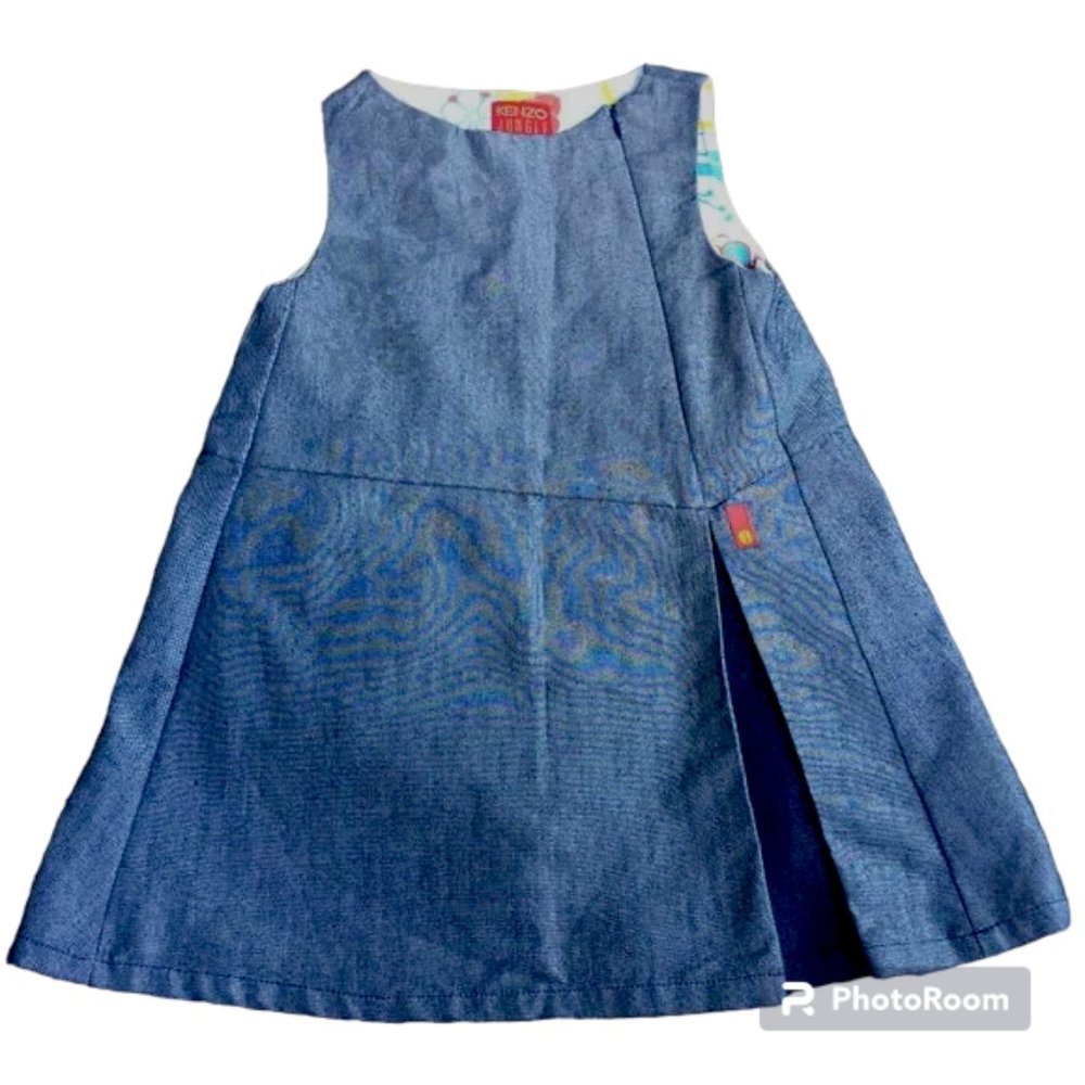 Kenzo Jungle grey denim-like lined dress - size 6